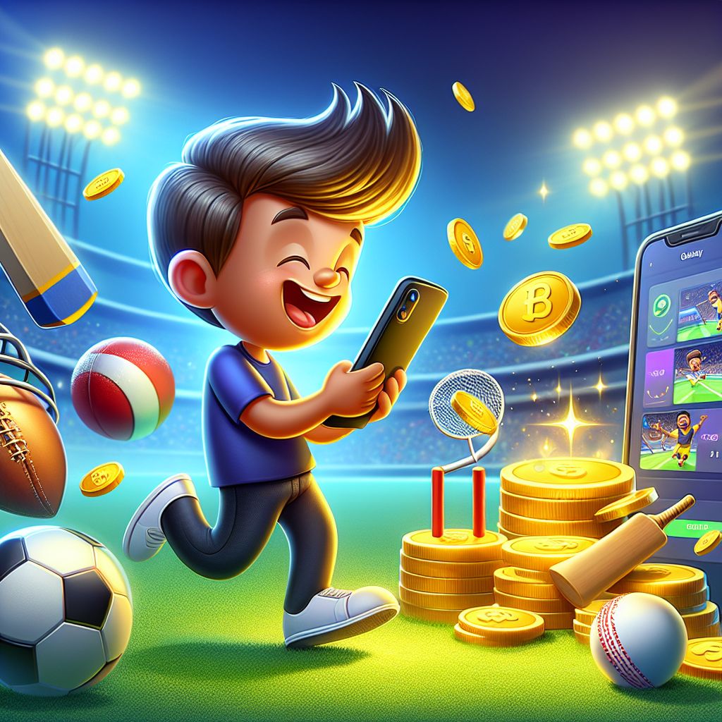 CV111 Bet cartoon characters with sports betting elements and coins